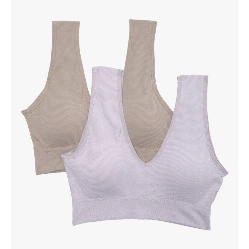 REAL UNDERWEAR SEAMLESS PLUNGE LILAC/GRAY BRALETTES